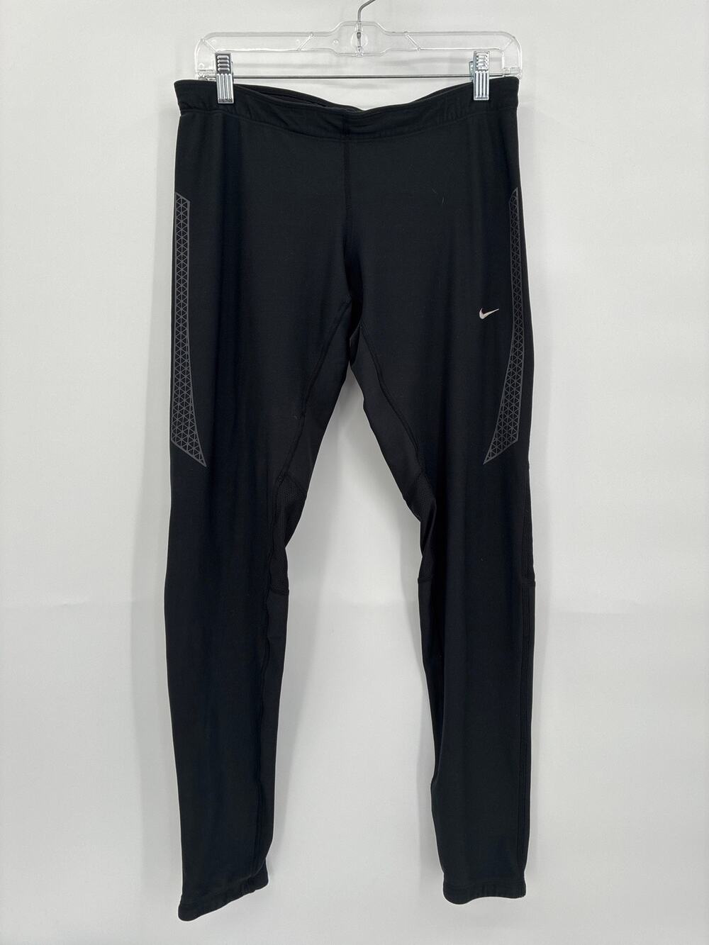 Nike Tech 2 Black Running Leggings Dri-Fit Ankle Zip Back Pocket 640143-010 L
